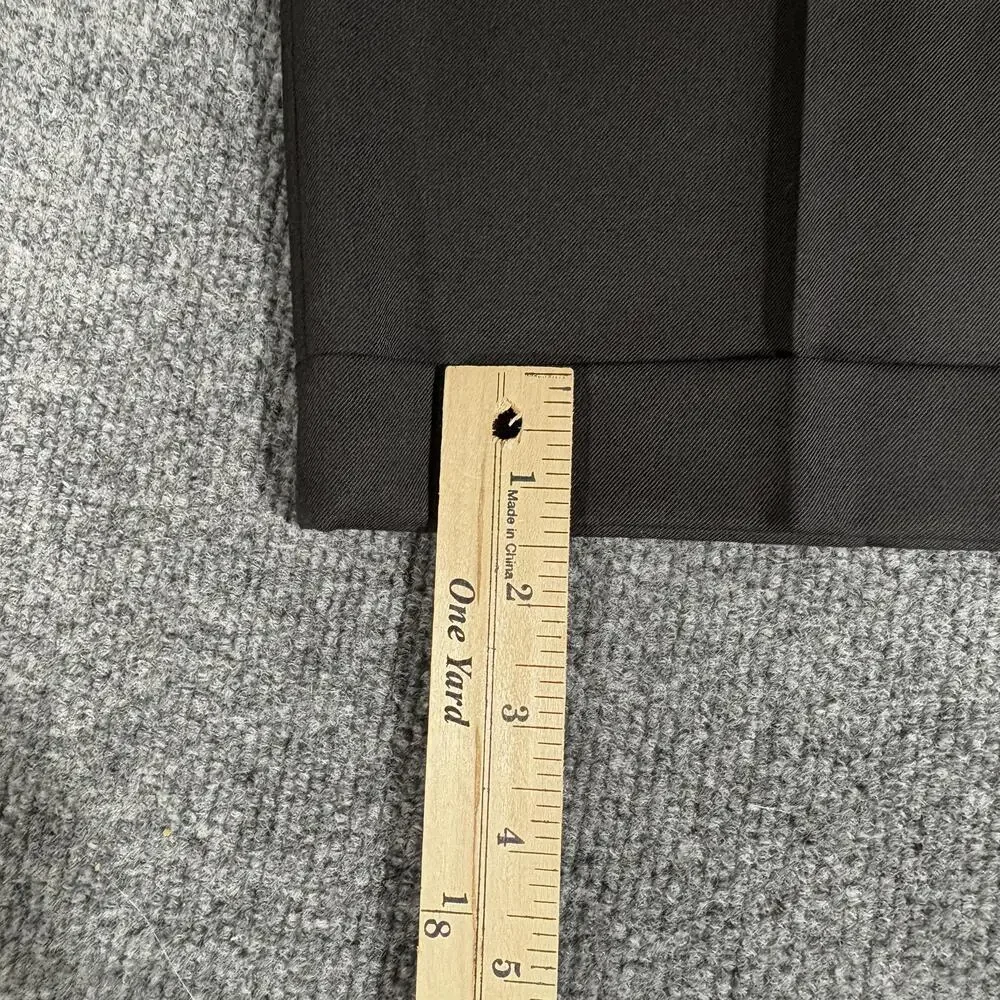 Oak Hill Dress Pants Mens 42x29.5 Black 100% Wool Pleated Cuffed Trousers